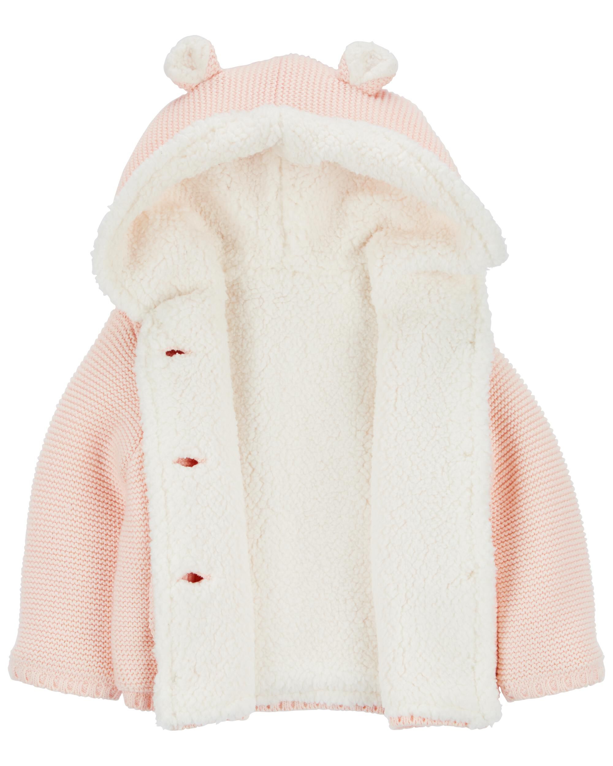 Hooded top sherpa cardigan