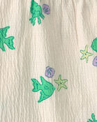 Toddler Girl 2-Piece Fish Ruffle Top & Short Set - Green/White, image 3 of 5 slides