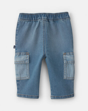 Baby Boy Straight-Leg Cargo Jeans - Medium Wash, 