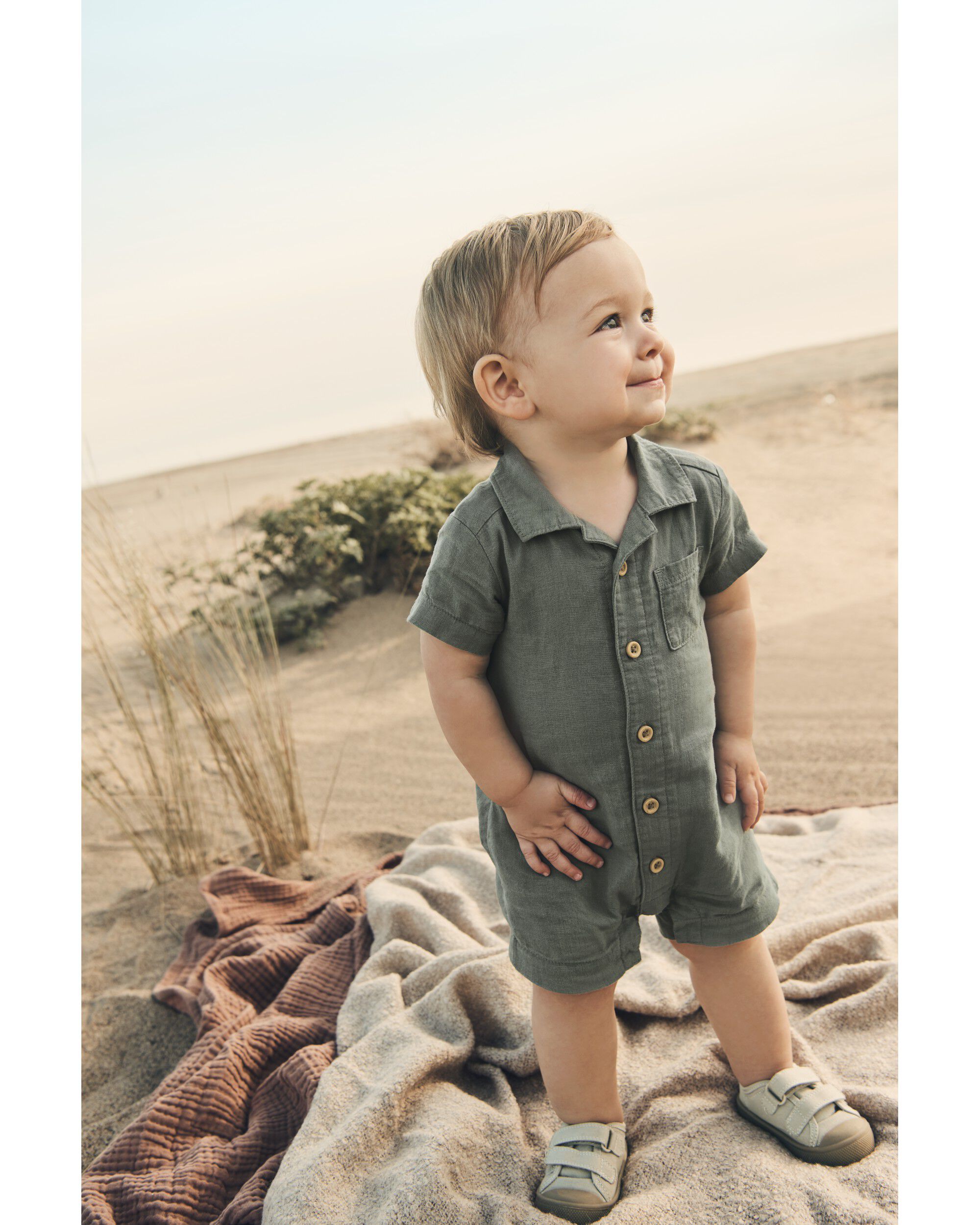 Baby linen romper 2025