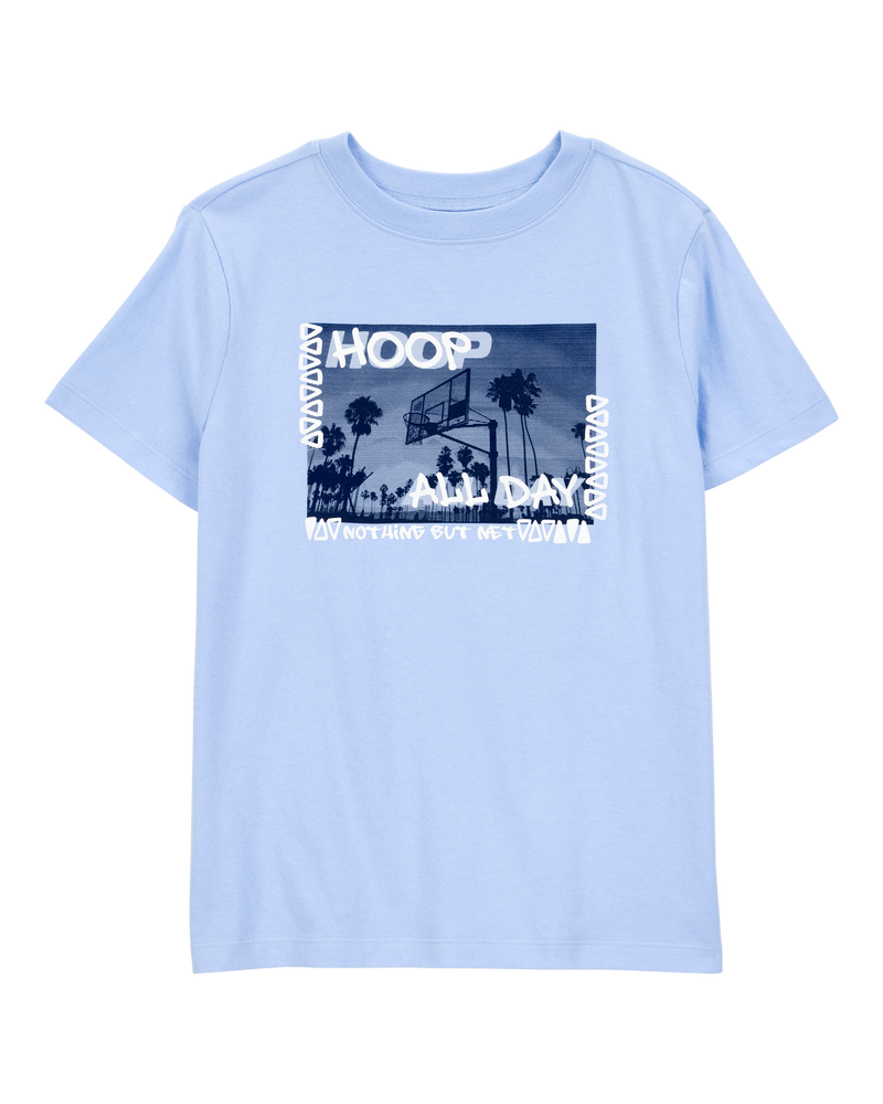 Kid 'Hoop All Day' Short-Sleeve Graphic Tee - Blue, image 1 of 3 slides