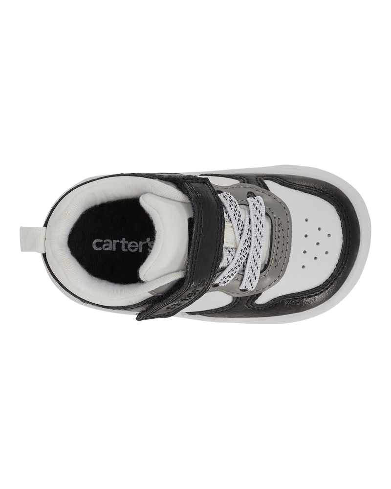 Baby Every Step® First Walker  Faux Leather Fashion Sneakers - White/Black, image 4 of 7 slides