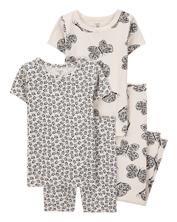 Kid 4-Piece Butterfly 100% Snug Fit Cotton Pyjamas, 