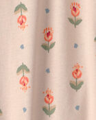 Girls Floral Short-Sleeve Top - Tan, image 2 of 3 slides