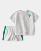 B&eacute;b&eacute; gar&ccedil;on - Ensemble de haut et de short de pickleball en 2 pi&egrave;ces - Gris, image 1 sur 4 diapositives