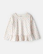 Toddler Girl Heart Print Long-Sleeve Top - Cream, image 1 of 3 slides