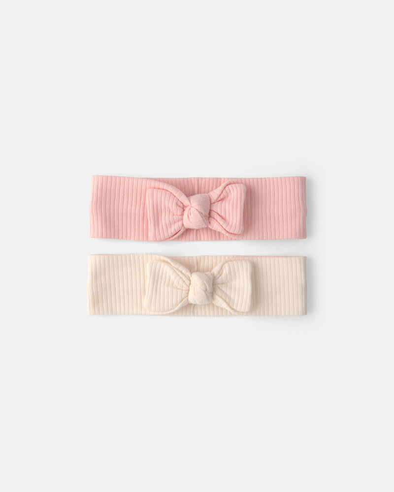 Baby Girl 2-Pack Headbands - Pink/Ivory, image 1 of 2 slides