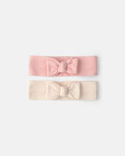 Baby Girl 2-Pack Headbands - Pink/Ivory, image 1 of 2 slides