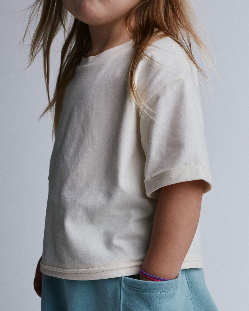 Toddler Rolled Cuff Tee - Cream, image 3 of 6 slides