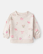 Baby Girl French Terry Long-Sleeve Pullover Sweatshirt - Ivory, image 1 of 3 slides