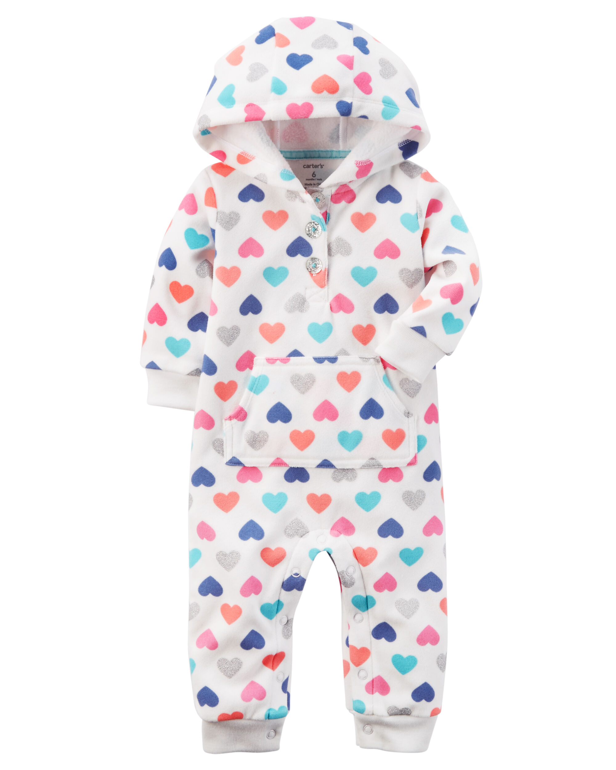 hooded fleece jumpsuit