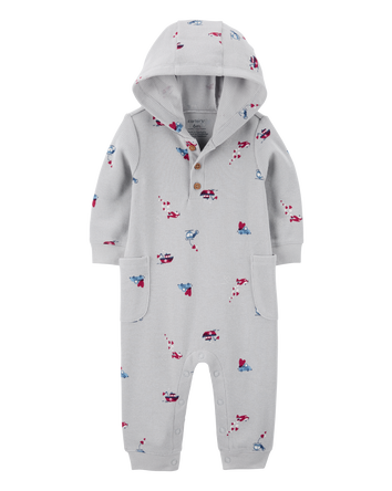 Baby Boat Print Thermal Jumpsuit - Grey, 