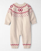 Baby Girl Organic Cotton Fair Isle Sweater Knit Jumpsuit, image 2 of 5 slides