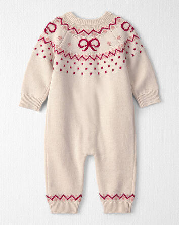 Baby Girl Organic Cotton Fair Isle Sweater Knit Jumpsuit, 
