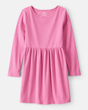 Filles - Robe à manches longues en coton - Rose, 