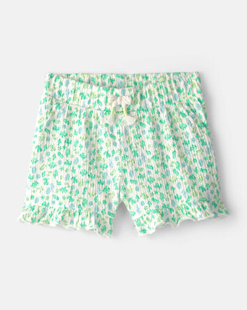 Baby Girl Floral Pull-On Shorts - Green, 