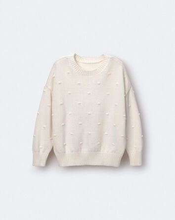 Toddler Girl Popcorn Sweater - Cream, 