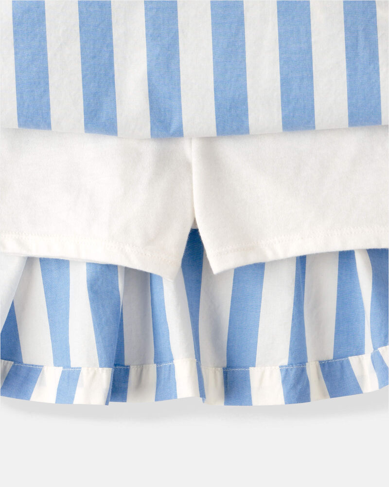 Filles - Jupe-short &agrave; rayures - Bleu/Blanc, image 2 sur 3 diapositives