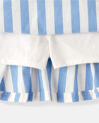 Filles - Jupe-short &agrave; rayures - Bleu/Blanc, image 2 sur 3 diapositives