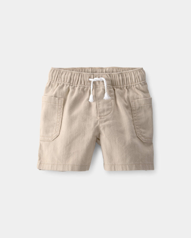 B&eacute;b&eacute; gar&ccedil;on - Shorts en serg&eacute; &agrave; cordon de serrage - Kaki, image 1 sur 4 diapositives