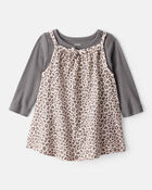 Baby Girl 2-Piece Leopard Print Long-Sleeve Dress Set, image 1 of 6 slides