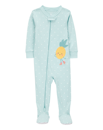 Bébé Pyjama 1 pièce à pieds en coton ajusté à motif d’ananas, 