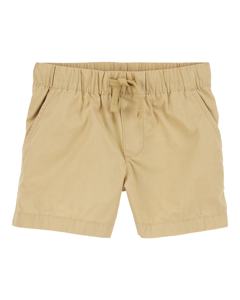 Toddler Pull-On Poplin Shorts - Khaki, image 1 of 6 slides