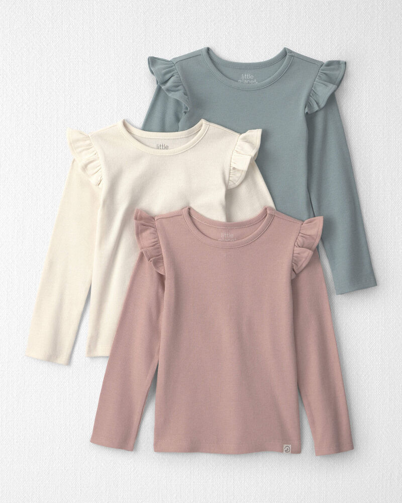 Toddler Girl 3-Pack Organic Cotton Rib Slim Fit Tops, image 1 of 5 slides