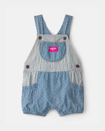 Baby Hickory Stripe & Dots Shortall - Blue, 