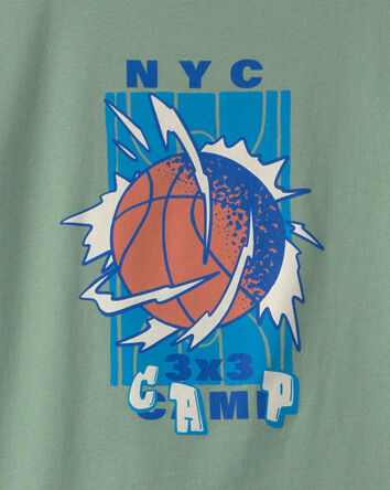 Gar&ccedil;ons - T-shirt manches longues &agrave; th&egrave;me basketball &laquo;NYC Camp&raquo; - Vert, 