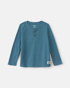Tout-petit gar&ccedil;on - T-shirt henley manches longues isotherme - Bleu, image 1 sur 2 diapositives