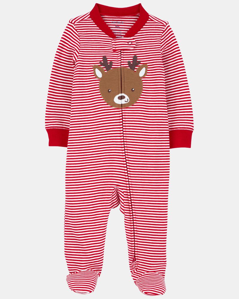 Baby Reindeer Striped 2-Way  Sleeper - Red, image 1 of 3 slides