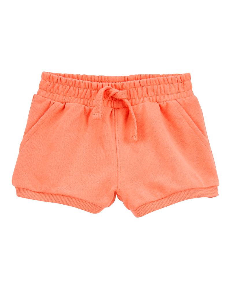Baby Girl Pull-On French Terry Shorts - Orange, image 1 of 4 slides