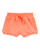 Baby Girl Pull-On French Terry Shorts - Orange, image 1 of 4 slides