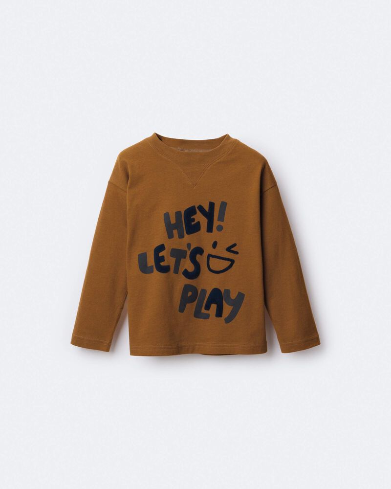 Toddler Hey! Let's Play Long-Sleeve Graphic Tee - Cinnamon, image 5 of 7 slides