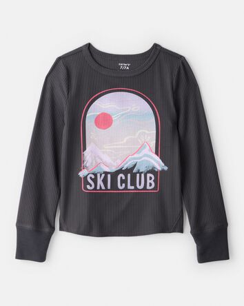 Girls Active Rib Long-Sleeve Top - Grey, 