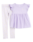 Kid 2-Piece Lemon Tulle Top & Legging Set - Purple, image 1 of 3 slides