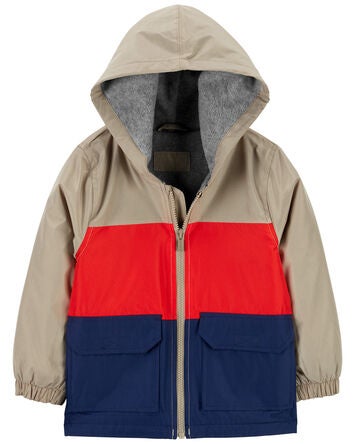 Toddler Fleece-Lined Colourblock Rain Jacket, 