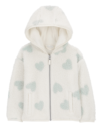 Baby Heart Zip-Up Sherpa Hoodie, 