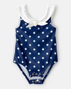 B&eacute;b&eacute; fille - Maillot de bain 1 pi&egrave;ce &agrave; pois - Bleu marine, image 2 sur 4 diapositives