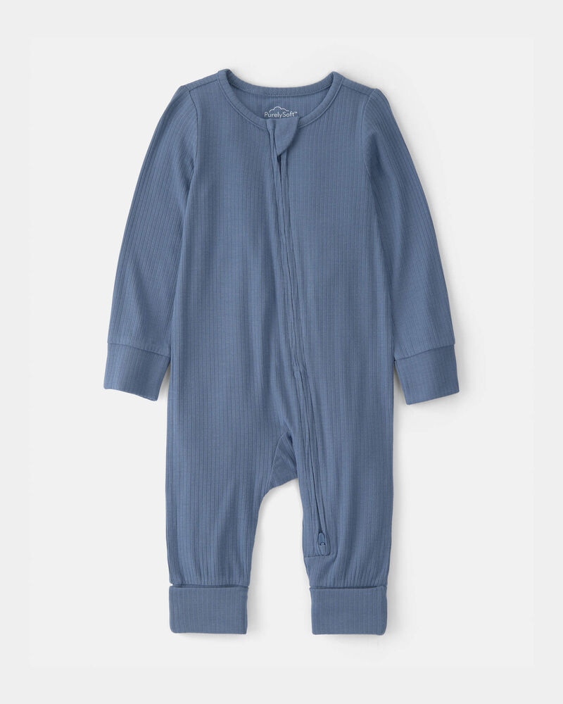 B&eacute;b&eacute; gar&ccedil;on - Grenouill&egrave;re PurelySoft &agrave; fermeture &agrave; glissi&egrave;re &agrave; deux sens - Bleu, image 1 sur 6 diapositives