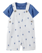 Baby 2-Piece Tee & Sailboat Shortall Set - Blue, image 1 of 5 slides