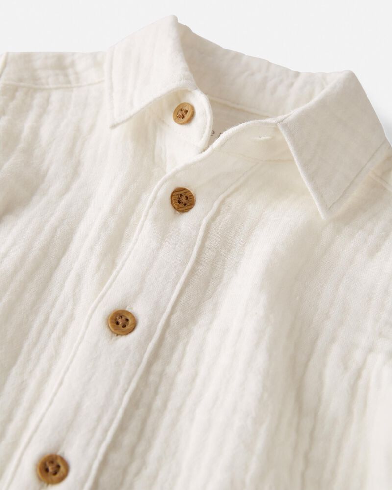Baby Organic Cotton Gauze Button-Front Shirt, image 3 of 5 slides