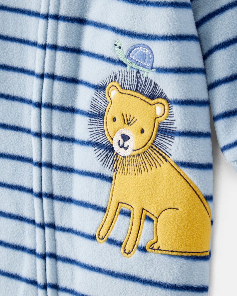 Baby Boy Lion Print Loose Fit Sleeper - Blue, image 3 of 5 slides