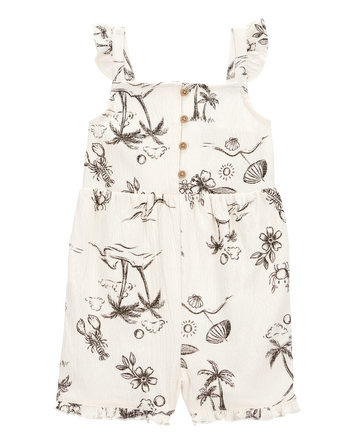 Toddler Tropical Print Flutter Romper, 
