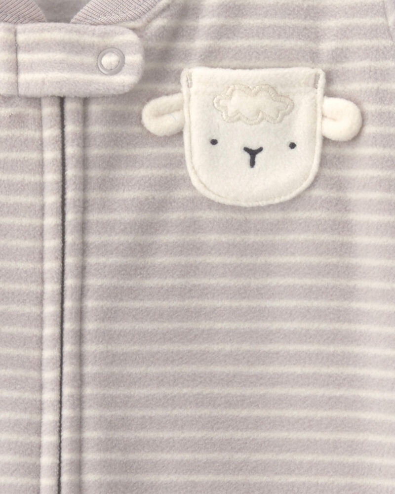 Baby Sheep Striped Fleece Loose Fit Wearable Blanket - Grey, image 3 of 4 slides