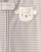Baby Sheep Striped Fleece Loose Fit Wearable Blanket - Grey, image 3 of 4 slides
