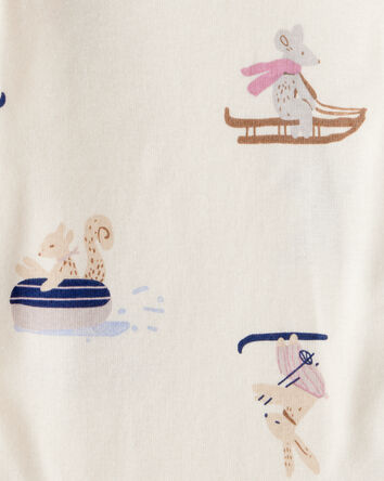 B&eacute;b&eacute; fille - Emballage de 4 cache-couches en coton &agrave; manches longues &agrave; motif ours polaire - Blanc/Mauve/Bleu, 