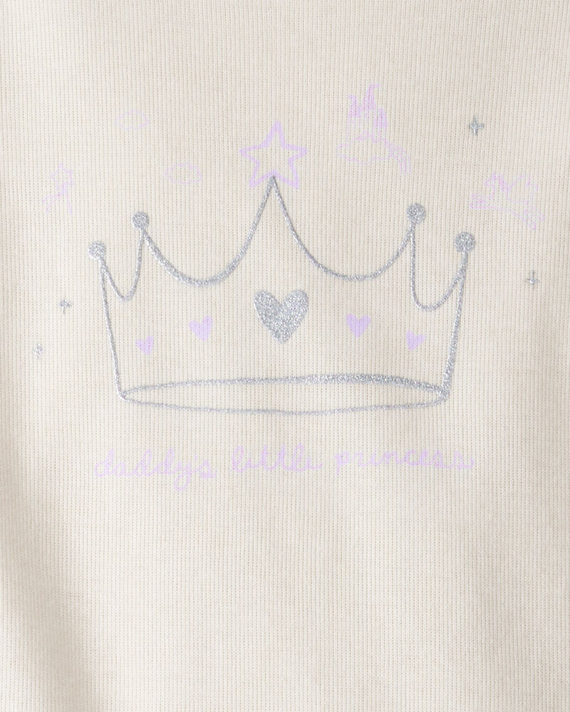 Baby Girl Princess Print Cotton Long-Sleeve Bodysuit & Pant Set - White/Purple, image 3 of 5 slides