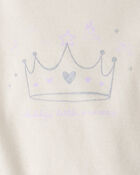 Baby Girl Princess Print Cotton Long-Sleeve Bodysuit & Pant Set - White/Purple, image 3 of 5 slides